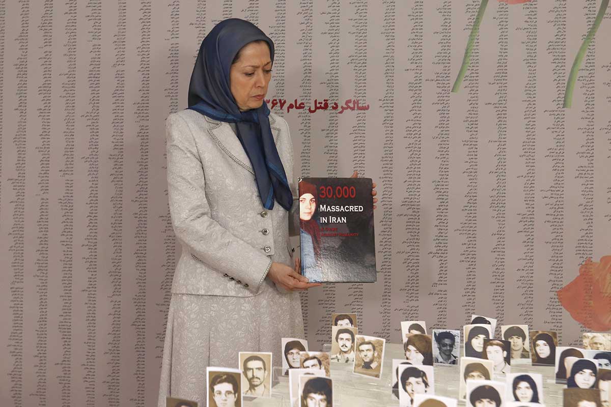 الرئيسة مريم رجوي في تخليد ذكرى شهداء مجزرة سنة 1988 في المؤتمر العام للجاليات الإيرانية