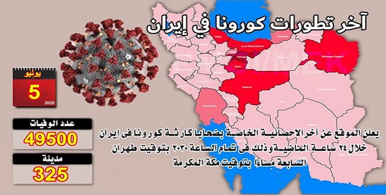في إيران عدد ضحايا كورونا في 325 مدينة أكثر من 49500