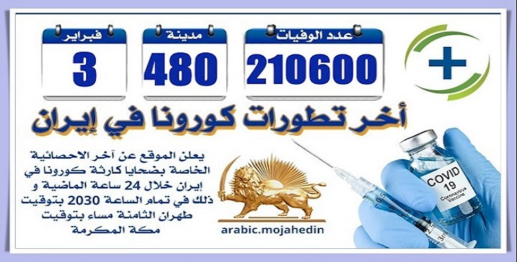 كارثة كورونا في إيران: عدد الضحايا في 480 مدينة أكثر من 210.600 شخص