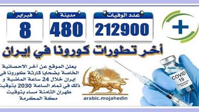 كارثة كورونا في إيران: عدد الضحايا في 480 مدينة أكثر من 212900 شخص