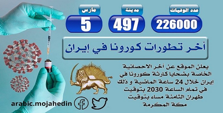 كارثة كورونا في إيران: عدد الضحايا في 497 مدينة يزيد عن 226 ألف شخص