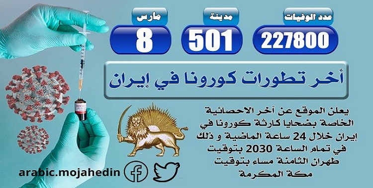 كارثة كورونا: أكثر من 227800 شخص عدد الضحايا في 501 مدينة في إيران