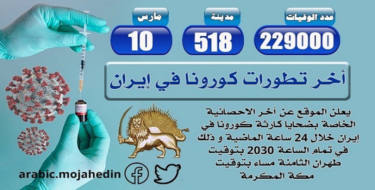 كارثة كورونا: أكثر من 229 ألف ضحية عدد الوفيات في 518 مدينة في إيران